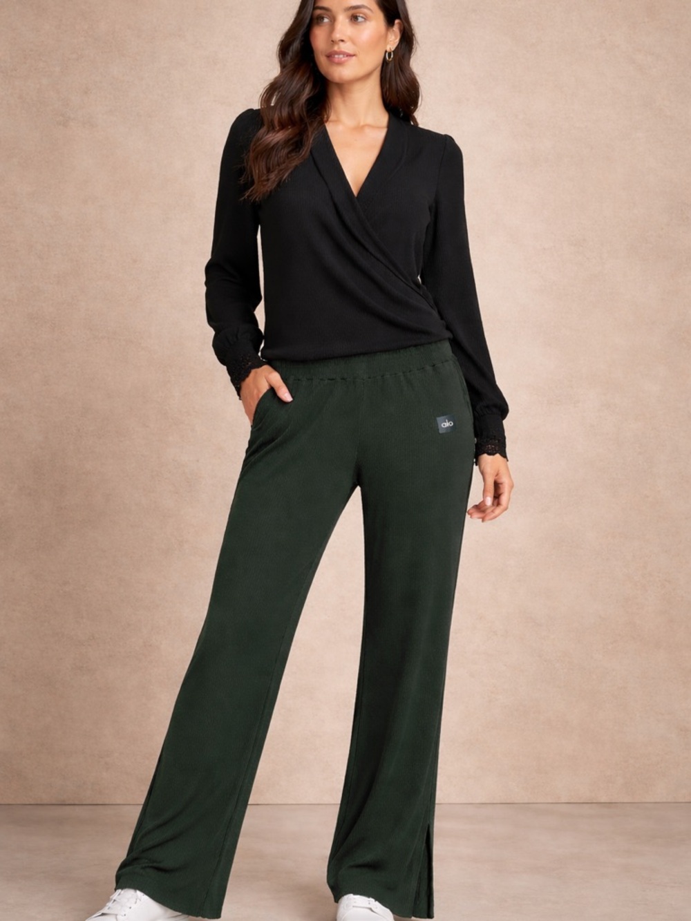 ALO Yoga Dark Green Wide Leg Pants